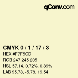 颜色代码: CMYK 0 / 1 / 17 / 3 | qconv.com