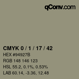 カラーコード: CMYK 0 / 1 / 17 / 42 | qconv.com