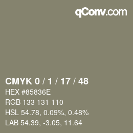 颜色代码: CMYK 0 / 1 / 17 / 48 | qconv.com