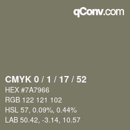 Color code: CMYK 0 / 1 / 17 / 52 | qconv.com