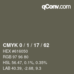 颜色代码: CMYK 0 / 1 / 17 / 62 | qconv.com