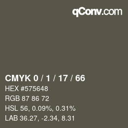 カラーコード: CMYK 0 / 1 / 17 / 66 | qconv.com