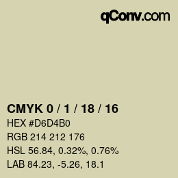 Code couleur: CMYK 0 / 1 / 18 / 16 | qconv.com
