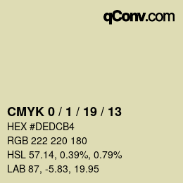 Farbcode: CMYK 0 / 1 / 19 / 13 | qconv.com