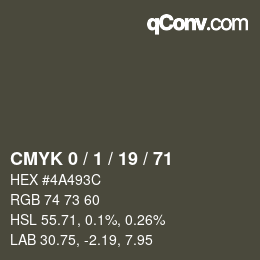 Color code: CMYK 0 / 1 / 19 / 71 | qconv.com