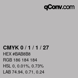 Code couleur: CMYK 0 / 1 / 1 / 27 | qconv.com