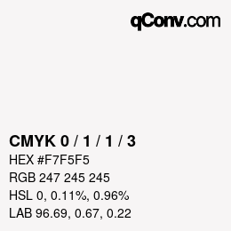 Farbcode: CMYK 0 / 1 / 1 / 3 | qconv.com