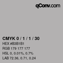 カラーコード: CMYK 0 / 1 / 1 / 30 | qconv.com