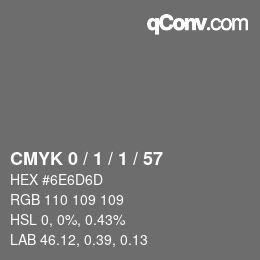 カラーコード: CMYK 0 / 1 / 1 / 57 | qconv.com