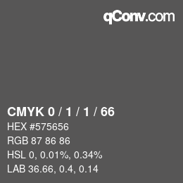 カラーコード: CMYK 0 / 1 / 1 / 66 | qconv.com