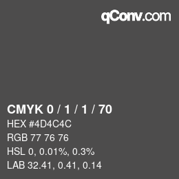 Color code: CMYK 0 / 1 / 1 / 70 | qconv.com