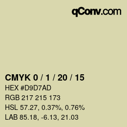 Farbcode: CMYK 0 / 1 / 20 / 15 | qconv.com