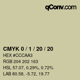 颜色代码: CMYK 0 / 1 / 20 / 20 | qconv.com