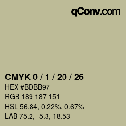 カラーコード: CMYK 0 / 1 / 20 / 26 | qconv.com