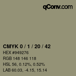 カラーコード: CMYK 0 / 1 / 20 / 42 | qconv.com