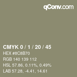 カラーコード: CMYK 0 / 1 / 20 / 45 | qconv.com