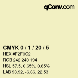 カラーコード: CMYK 0 / 1 / 20 / 5 | qconv.com