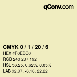 カラーコード: CMYK 0 / 1 / 20 / 6 | qconv.com