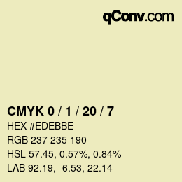 颜色代码: CMYK 0 / 1 / 20 / 7 | qconv.com
