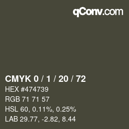 Color code: CMYK 0 / 1 / 20 / 72 | qconv.com
