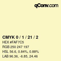 カラーコード: CMYK 0 / 1 / 21 / 2 | qconv.com