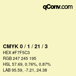 カラーコード: CMYK 0 / 1 / 21 / 3 | qconv.com