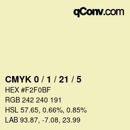 カラーコード: CMYK 0 / 1 / 21 / 5 | qconv.com