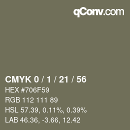 カラーコード: CMYK 0 / 1 / 21 / 56 | qconv.com