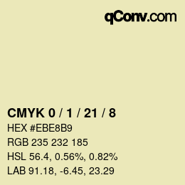 カラーコード: CMYK 0 / 1 / 21 / 8 | qconv.com