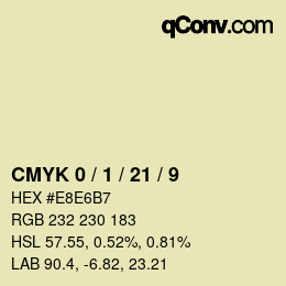 カラーコード: CMYK 0 / 1 / 21 / 9 | qconv.com