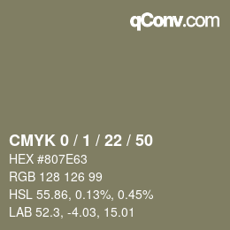 カラーコード: CMYK 0 / 1 / 22 / 50 | qconv.com