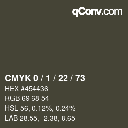 Color code: CMYK 0 / 1 / 22 / 73 | qconv.com