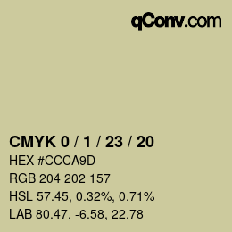 カラーコード: CMYK 0 / 1 / 23 / 20 | qconv.com