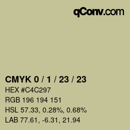 Code couleur: CMYK 0 / 1 / 23 / 23 | qconv.com