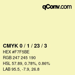 Farbcode: CMYK 0 / 1 / 23 / 3 | qconv.com
