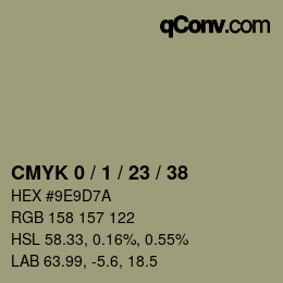 カラーコード: CMYK 0 / 1 / 23 / 38 | qconv.com