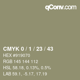 カラーコード: CMYK 0 / 1 / 23 / 43 | qconv.com
