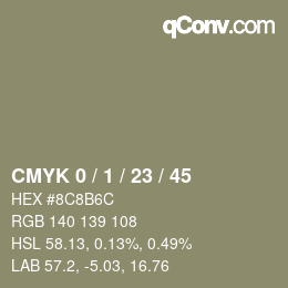 Código de color: CMYK 0 / 1 / 23 / 45 | qconv.com