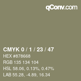 カラーコード: CMYK 0 / 1 / 23 / 47 | qconv.com