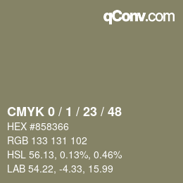 カラーコード: CMYK 0 / 1 / 23 / 48 | qconv.com