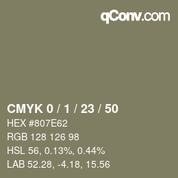 カラーコード: CMYK 0 / 1 / 23 / 50 | qconv.com
