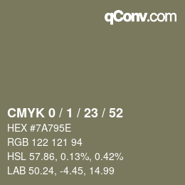 カラーコード: CMYK 0 / 1 / 23 / 52 | qconv.com