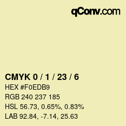 カラーコード: CMYK 0 / 1 / 23 / 6 | qconv.com