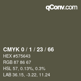 カラーコード: CMYK 0 / 1 / 23 / 66 | qconv.com