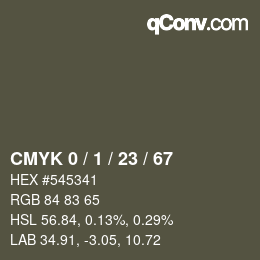 カラーコード: CMYK 0 / 1 / 23 / 67 | qconv.com