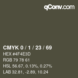 カラーコード: CMYK 0 / 1 / 23 / 69 | qconv.com