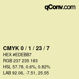 カラーコード: CMYK 0 / 1 / 23 / 7 | qconv.com