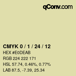 カラーコード: CMYK 0 / 1 / 24 / 12 | qconv.com