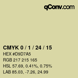 カラーコード: CMYK 0 / 1 / 24 / 15 | qconv.com