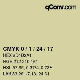 Farbcode: CMYK 0 / 1 / 24 / 17 | qconv.com